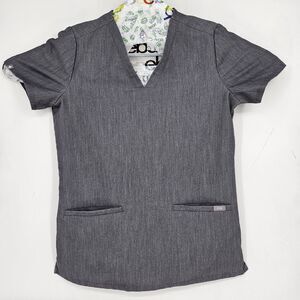 Figs Scrub‎ Top Womens XS Casma Three Pocket Technical Gray Healthcare Uniforms
